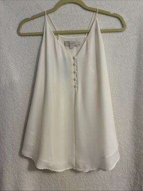 LOFT Cream Spaghetti Strap Cami with Button Placket
